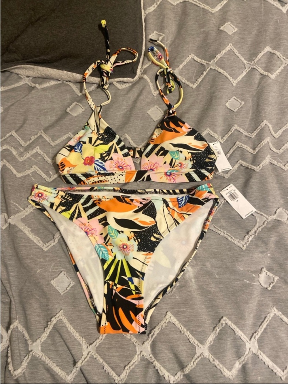 Floral Tropical Girls' Bikini Set - Multicolor